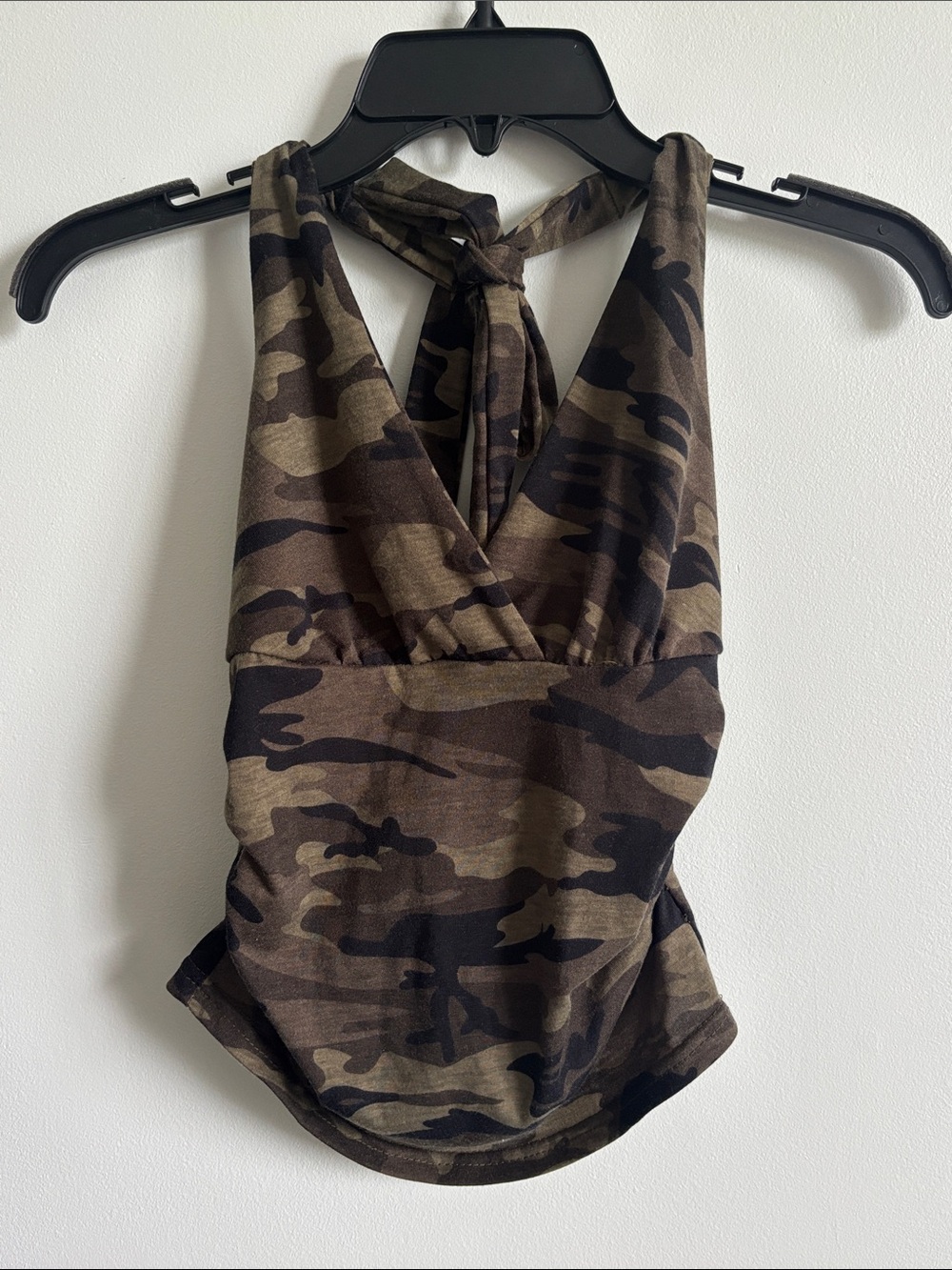 Camo Halter Cross-Front Women’s Top